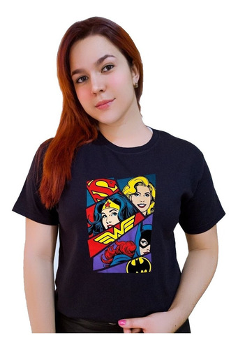 Polera Dama Estampada 100%algodon Diseño Mujeres Comic Con