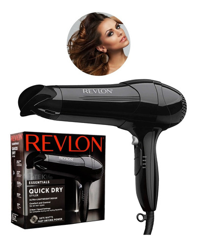 Secadora De Cabello Revlon Essentials Rv408 1875w Negra