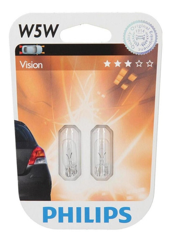 Imagen 2 de 4 de Lampara Philips W5w (12961) 12v 5w W21x95d Set X2 Philips