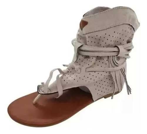 Zapatos De Playa Retro Para Mujer Con Dobladillo Romano