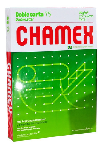 Resma Papel Doble Carta 11x17in 75grs 500 Hojas Chamex