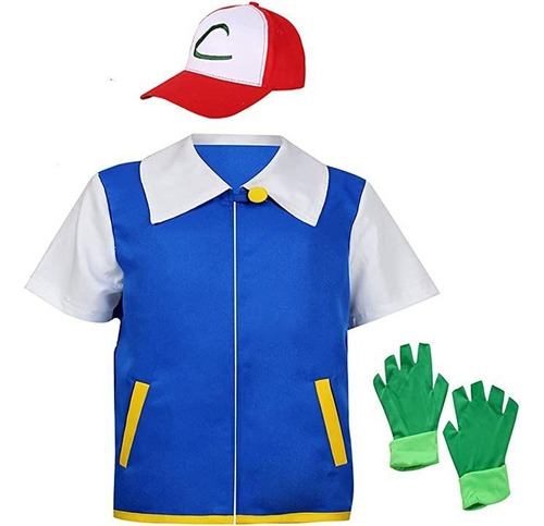 E Disfraz De Ash Ketchum-pokemon Cosplay , Niños Y Adulto Unisex E