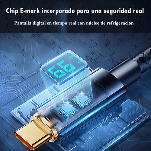 Cable Usb C Carga Rapida Con Pantalla Digital Cable Usb-a A Tipo C, Techwolf Cable De Datos Para Teléfonos Y Tabletas 1.2m