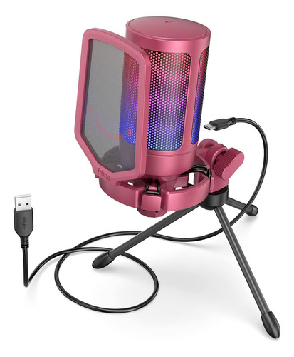 Micrófono Fifine Gaming, Pc/ps4/ps5, C/ Anti-pop, Rgb
