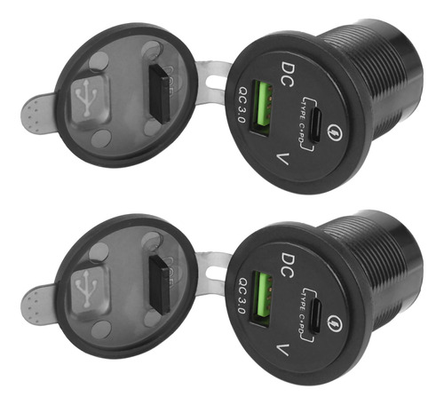 2 Adaptadores De Cargador Usb Dual Con Voltímetro Led Waterp