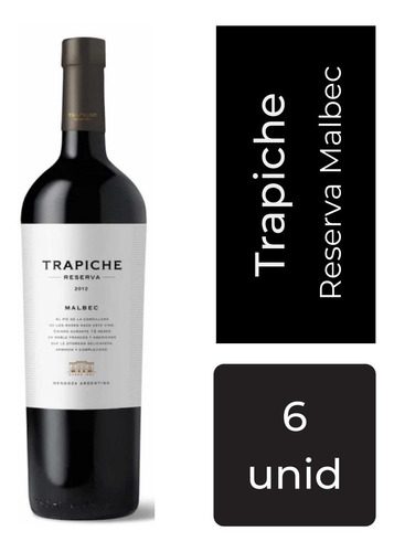 Vino Trapiche Reserva Malbec 750 Ml Caja X 6 U Mp Drinks