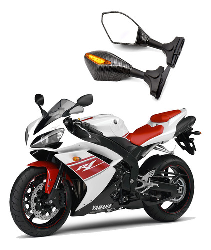 Retrovisor Seta Led Carbono Carenada Yamaha Yzf R1 2007 2008