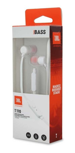 Audífonos Jbl T110 In-ear Blanco Color White