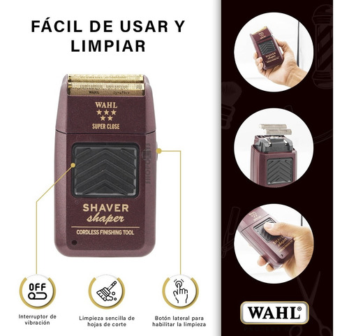 Combo Wahl Profes. Máquina Cortar Cabello + Trimmer + Shaver Negro/vino