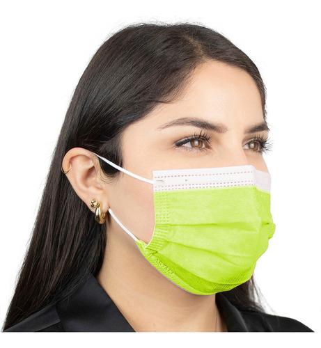 30 Mascarillas Cubrebocas De 4 Capas Transpirable Calidad Color Verde Lima