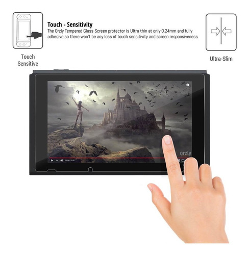 Imagen 6 de 8 de Kit Orzly Funda Nintendo Switch Kit Estuche + Vidrio Protector 9h Orzly Premiun + Silicona Joy Con Grip Original