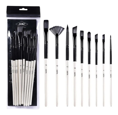 Uffiziarts Set De 9 Pinceles Taklon Para Dibujo Hb-3357