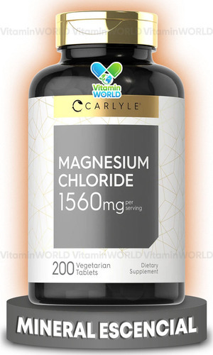 Carlyle Cloruro De Magnesio 1560 Mg 200 Tabs Vegan Magnesium Sabor Sin sabor