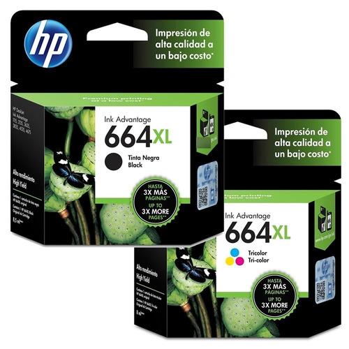 Combo Original Hp 664xl Negro Color 1115 2135 3635 4535 4675