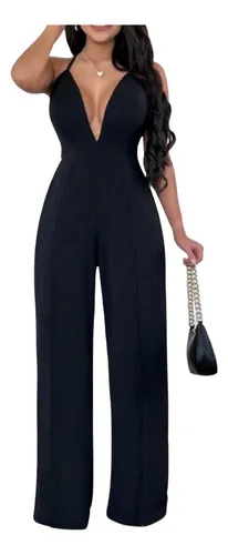 Mono Enterito Crepe Espalda Cruzada Estilo Y Comodidad Negro S