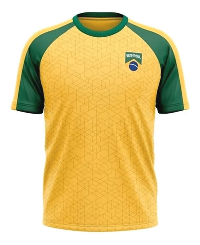 Camiseta Masculina Brasil Amarela Macuxi Em Dry Max