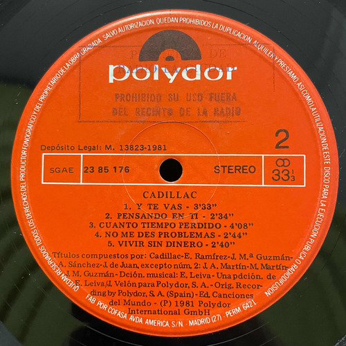 Disco Vinilo De Época Cadillac, Pensando En Ti (Usado)