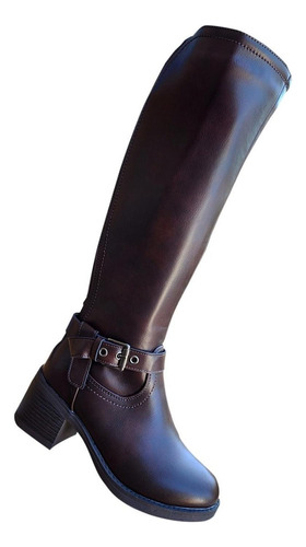 Botas Largas Bucaneras De Cuero Pu Mujer Casual Marrón - 713