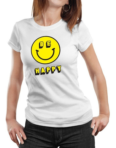  Polera Mujer Smiley Face Carita Feliz Algodónorgánico Scl12