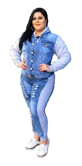 calça jeans com moletom plus size