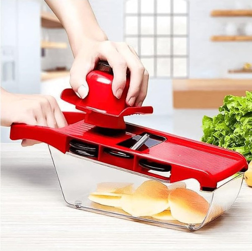 6 Em 1 Cortator De Legumes Mandoline Multifuncional Vermelho