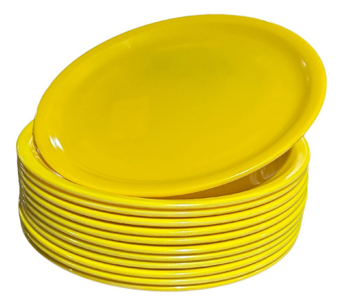 Platos Melamina Amarillo 25 Cm - 12 Pcs