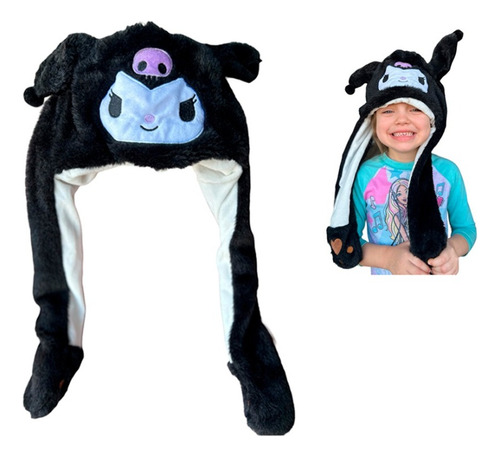 Gorro Levanta Orejas Niños Kuromi Con Luz Led. Kawai