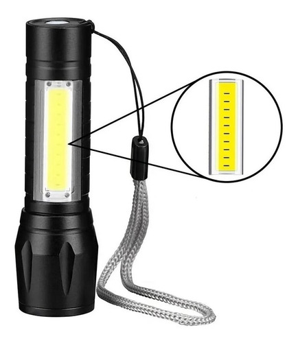 Mini Lanterna Tática Com Led Zoom Profissional Recarregável Cor da lanterna Preto Cor da luz Branco