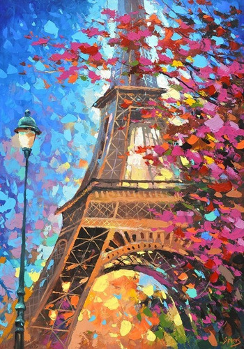 Kit Pintura Diamante O Diamond Painting Otoño En Paris 30x40