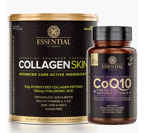 Kit Colageno Skin Verisol +coenzima Q10- Essential Nutrition Sabor Limão