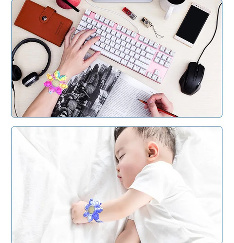 Pulsera Led Antiestrés Fidget Spinner, 3 Unidades