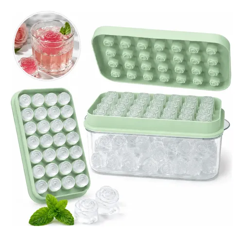 Forma De Gelo Silicone 28 Cubos Com Reservatório E Tampa