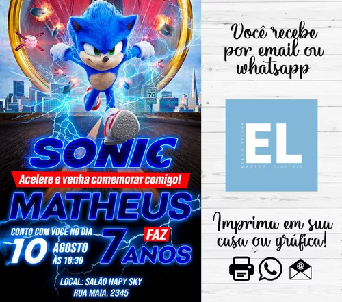 Convite Digital Sonic o Filme