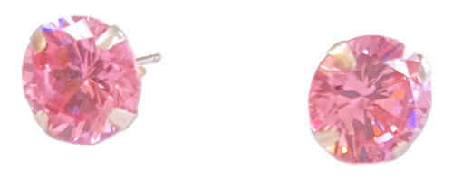 Aros Plata Mujer 925 Circonita Circular Rosa 10mm