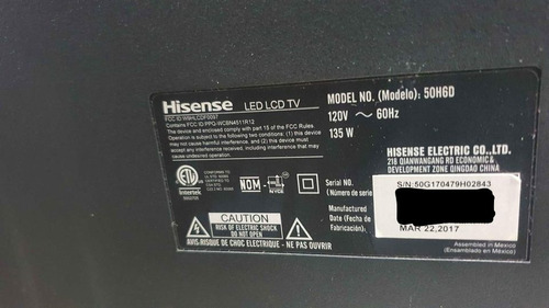 Television Hisense 50h6d Smart Con Control Y Antena (Usado)