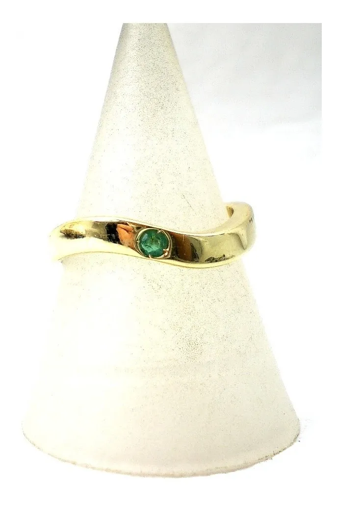 Anillo De Oro 18 Kt Y Esmeralda Natural