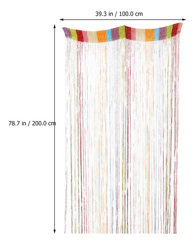 Cortina Valance Fringe, Llamativa Y Colorida, Con Hilos Reco