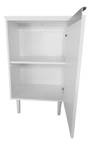 Balcão Multiuso 54cm Mdf Branco Com Tampo Prateleira Montado