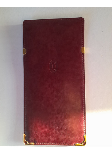 Estuche Lentes Original Cuero Rojo Burdeos Original Cartier 