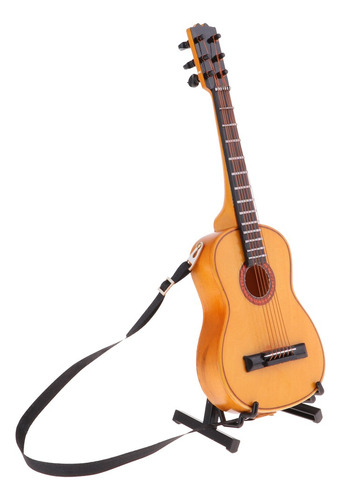 Imagen 4 de 11 de Guitarra Eléctrica De Madera De 1/6 De Escala Con Soporte