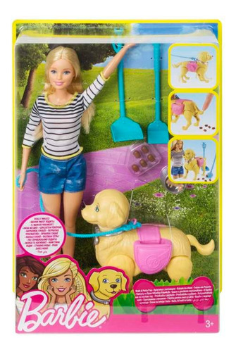 Muñeca Barbie Dwj68 Y Su Perrito Popó Original Mattel Nuevo