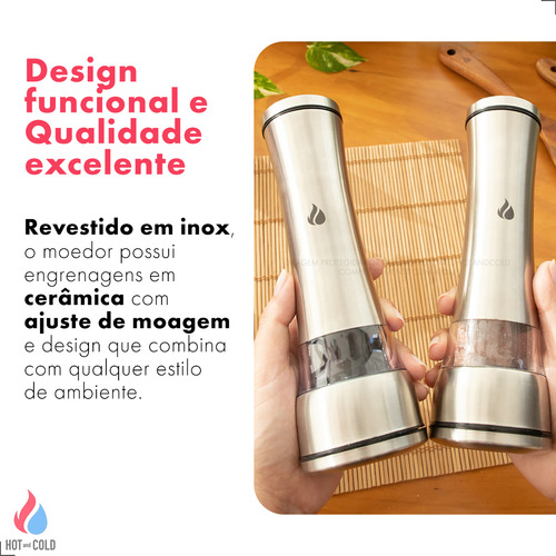 Conjunto 2 Galheteiros Spray E 2 Moedores Gourmet Em Inox