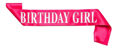 Banda Cumpleaños Birthday Girl Fucsia Con Letras Plateadas