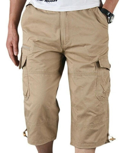 Pantalones Cortos Cargo Lisos Con Múltiples Bolsillos For H