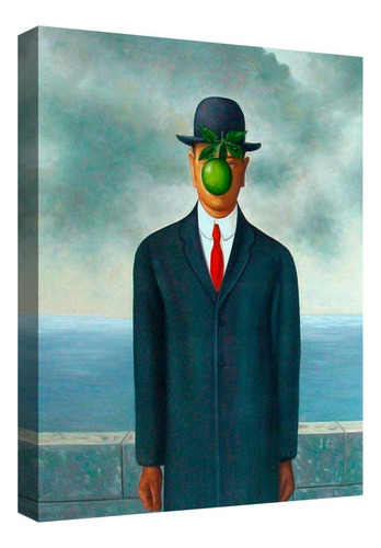 Cuadro Decorativo Canvas Coleccion René Magritte 60x45 Color Son Of Man Armazón Natural