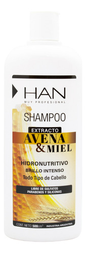 Shampoo Han Avena Y Miel 500ml Apto Método Curly