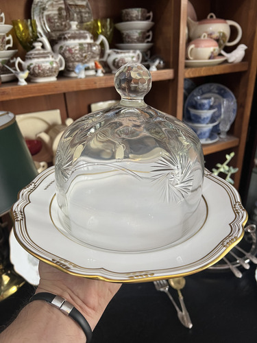 Campana Antigua Cristal Hialino Tallada Quesera Bombonera (Usado)