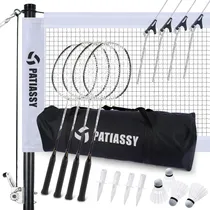 Comprar Juego 4 Raquetas Bádminton Aluminio Carbono Con Volantes Y B