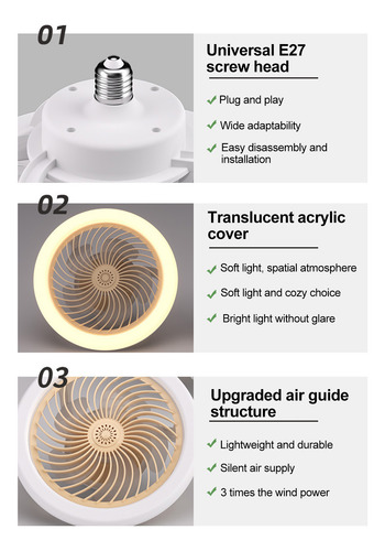 Luz Led Grande Para Ventilador De Viento Con Mando A Distanc