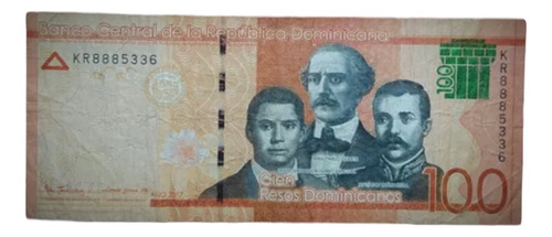 Billete 100 Pesos Oro República Dominicana 2017 Pick 190 D (Usado)
